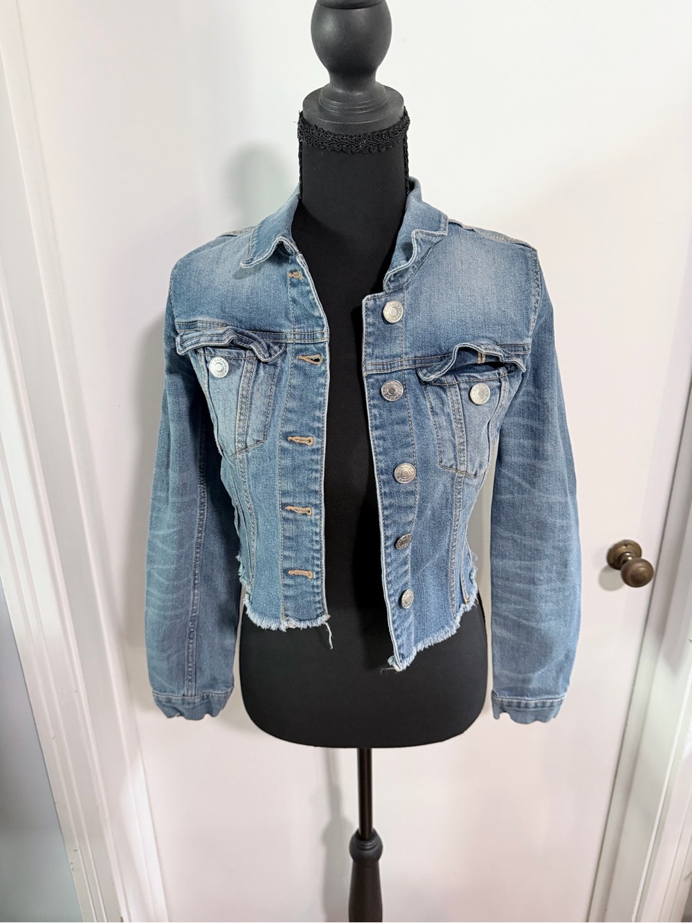 Garage Light Blue Cropped Denim Jacket